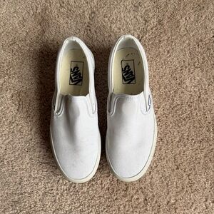 Vans Platform White Canvas Slip-Ons